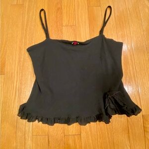 Black Ruffled Women's Top Vintage